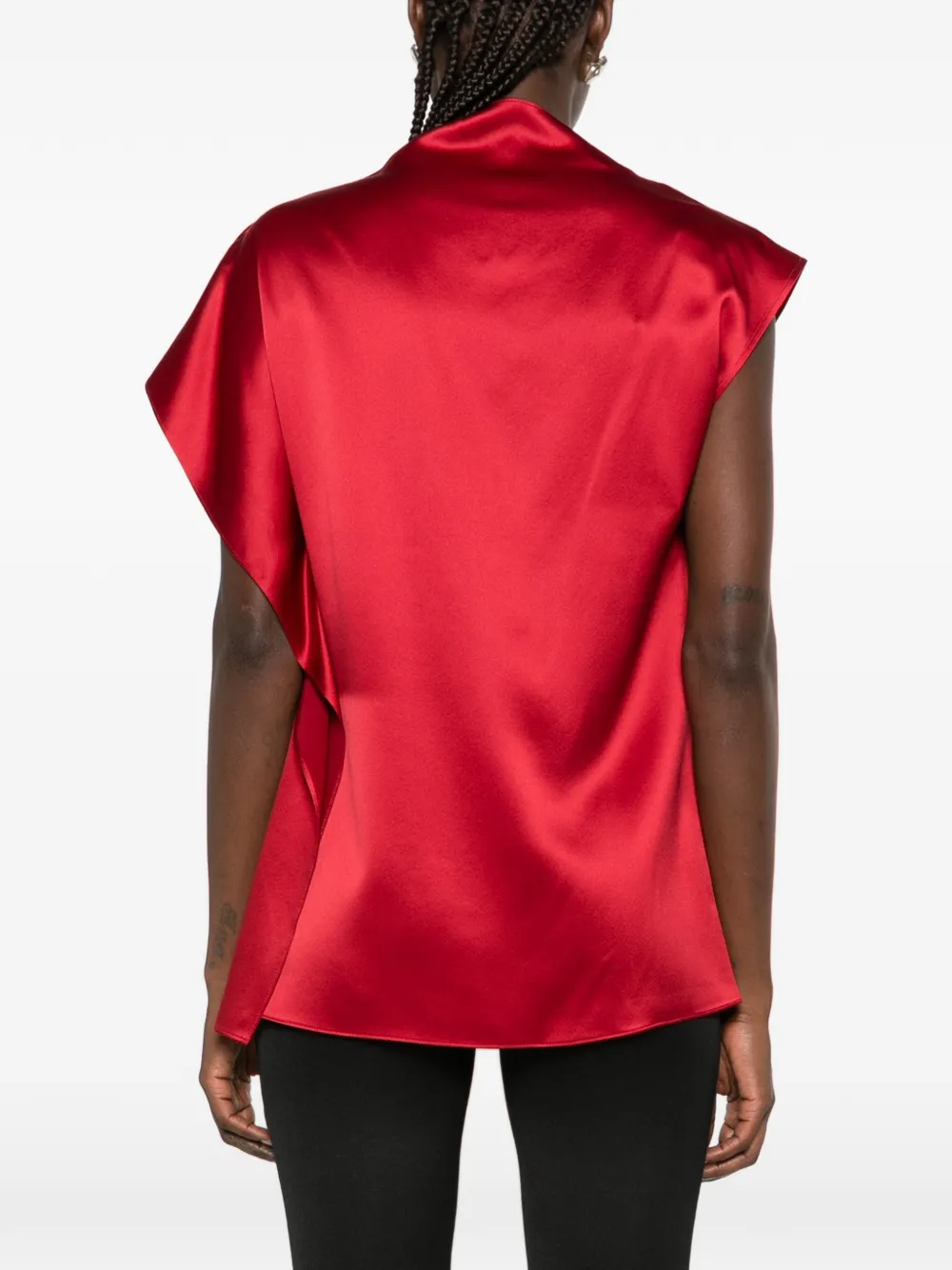 Sportmax ruffled asymmetric-neck top Rood