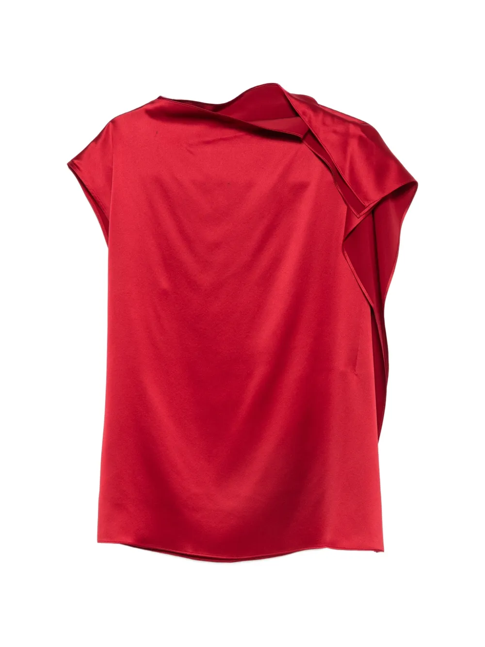 Sportmax ruffled asymmetric-neck top Rood