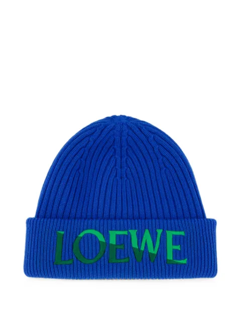 LOEWE logo-embroidered ribbed-knit beanie hat