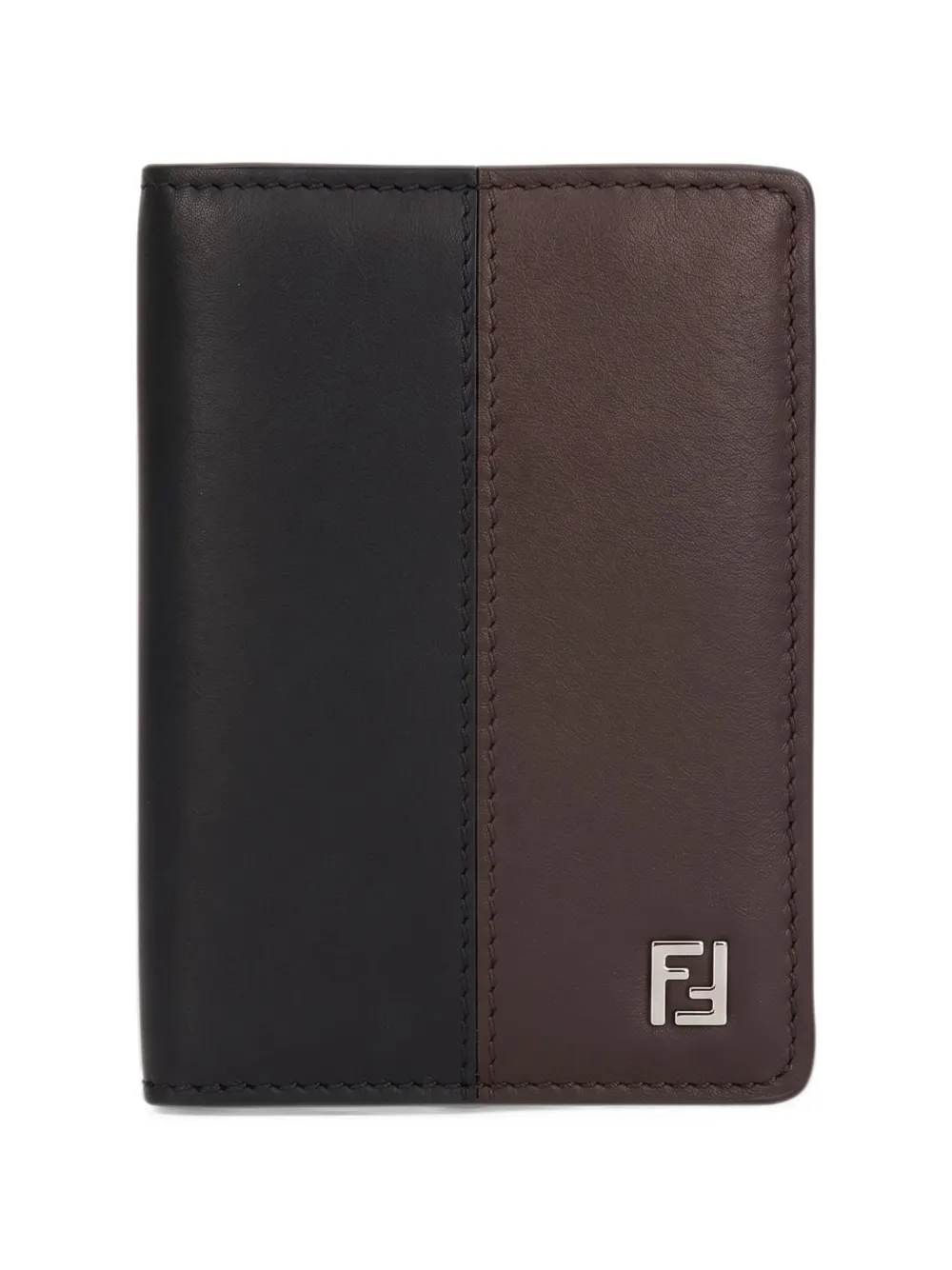 FENDI bicolour leather card holder - Nero