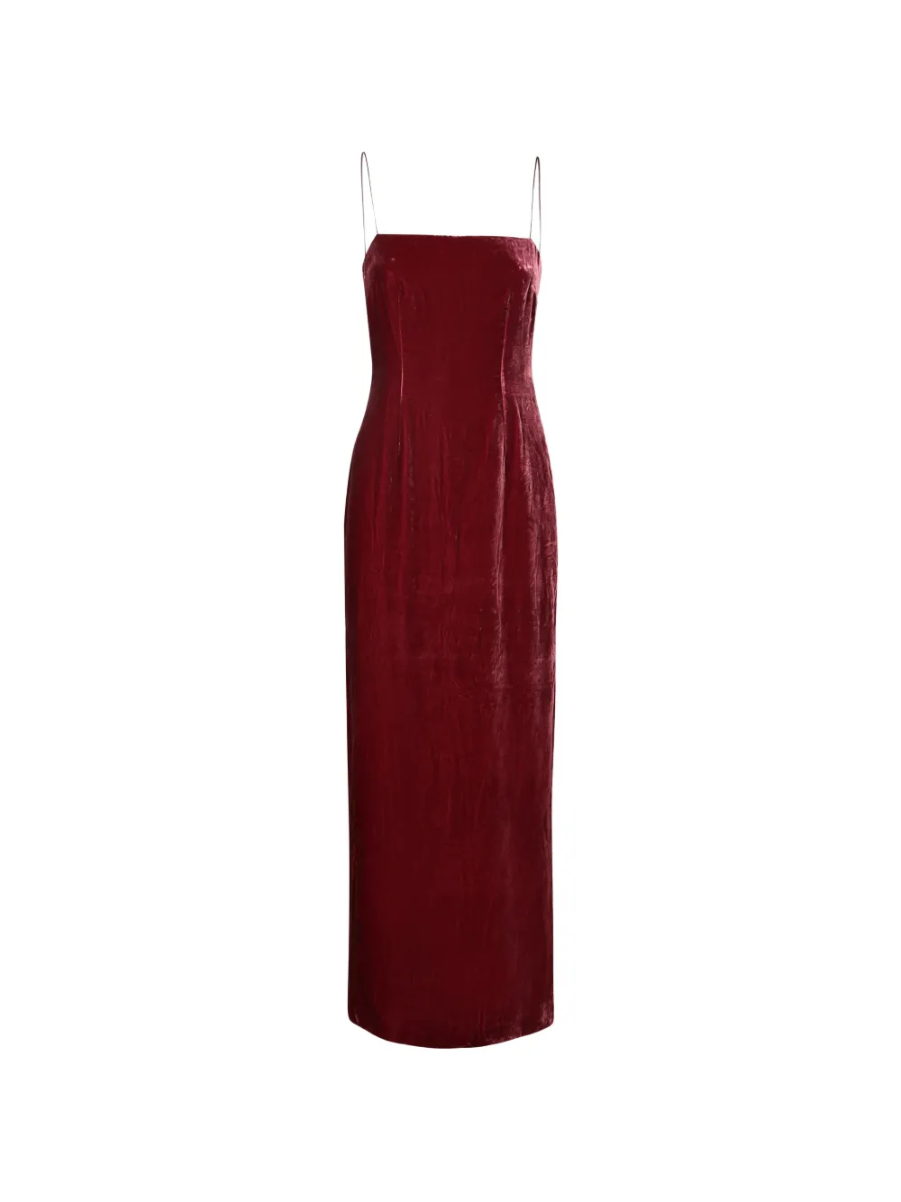 ROTATE BIRGER CHRISTENSEN silk velvet strap dress dark red Rood