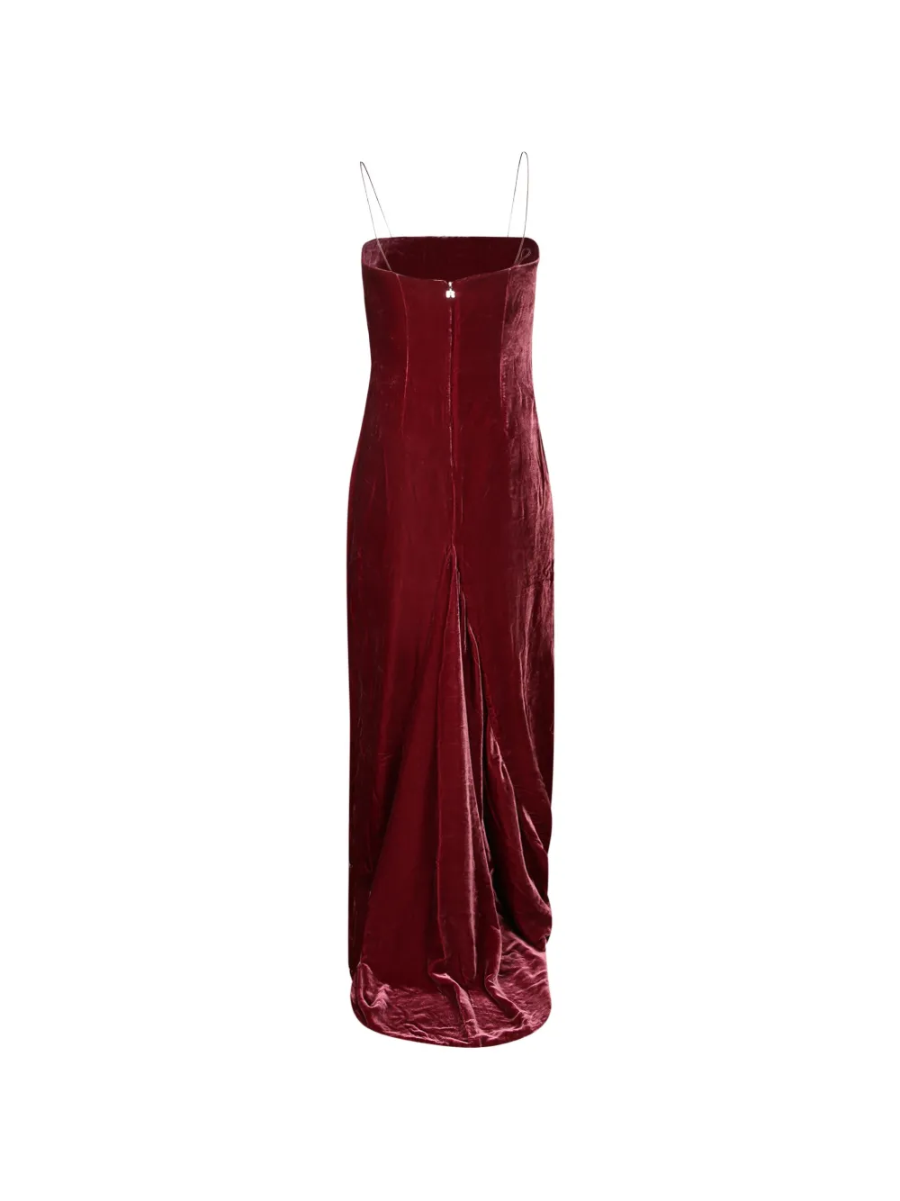 ROTATE BIRGER CHRISTENSEN silk velvet strap dress dark red Rood