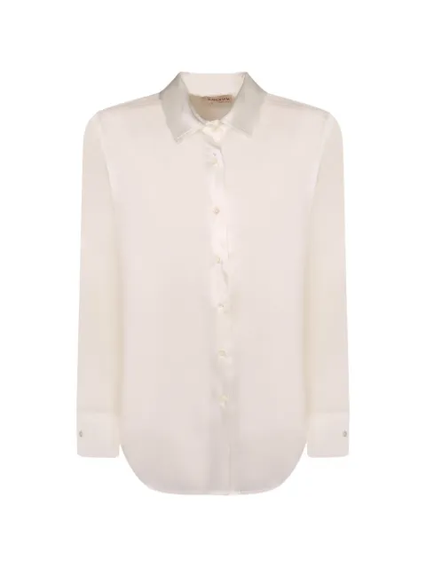 Blanca Vita satin-finish button-up shirt