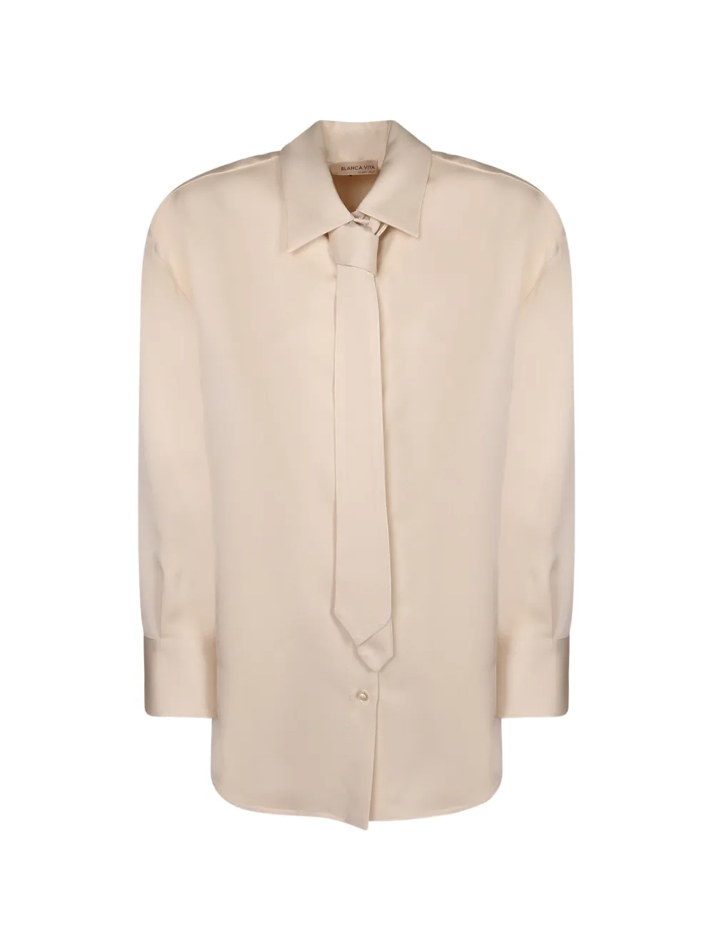 Blanca Vita neck-tie long-sleeve shirt - Tons neutres Blanca Vita neck-tie long-sleeve shirt - Tons neutres