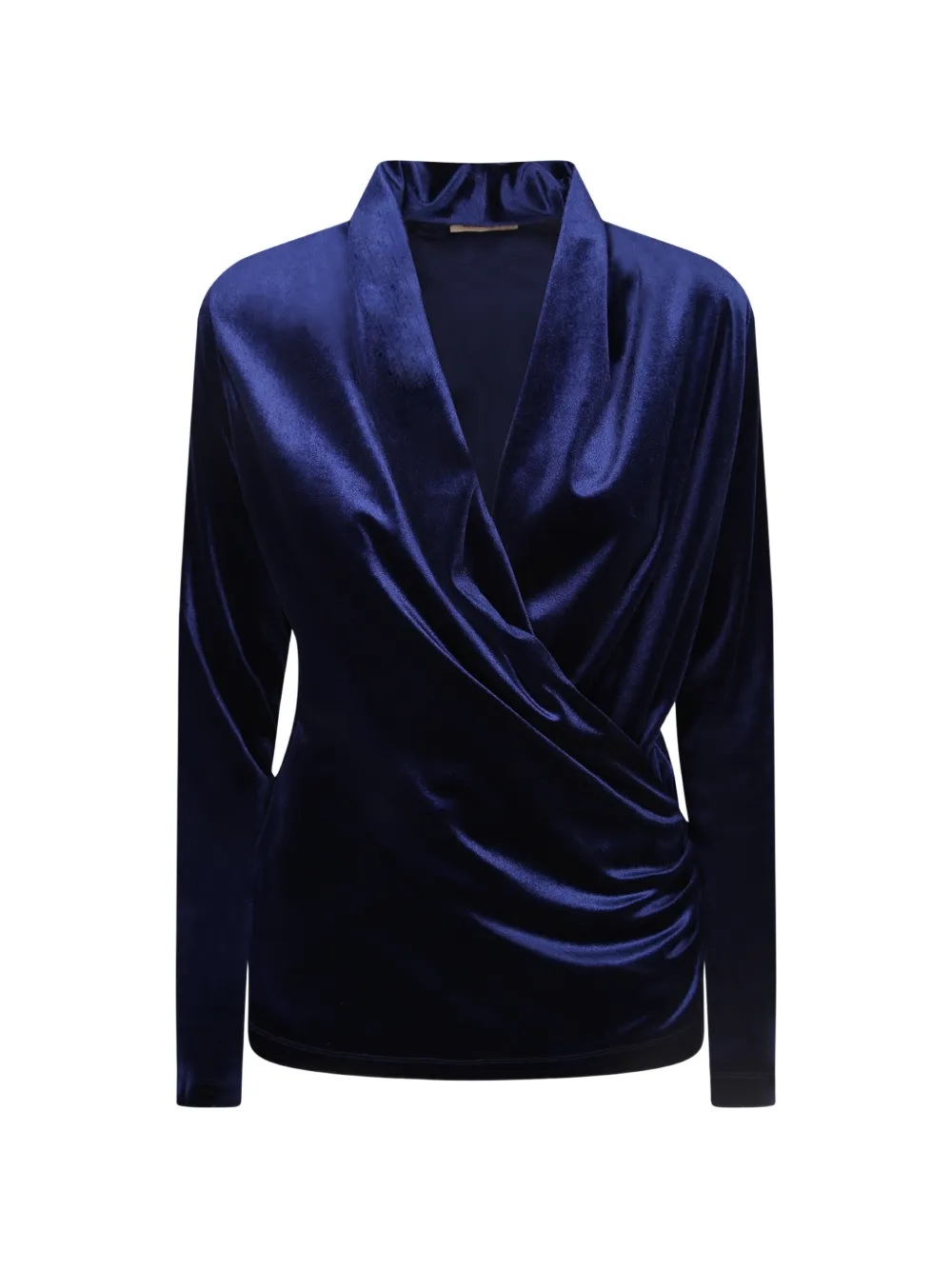 Blanca Vita velvet wrap-style top - Bleu