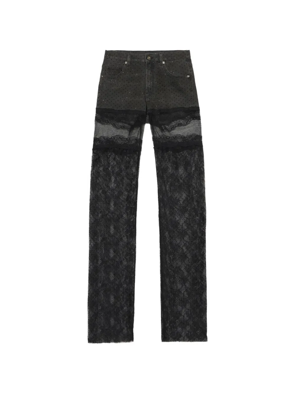 Blumarine lace-panelled rhinestone-embellished jeans