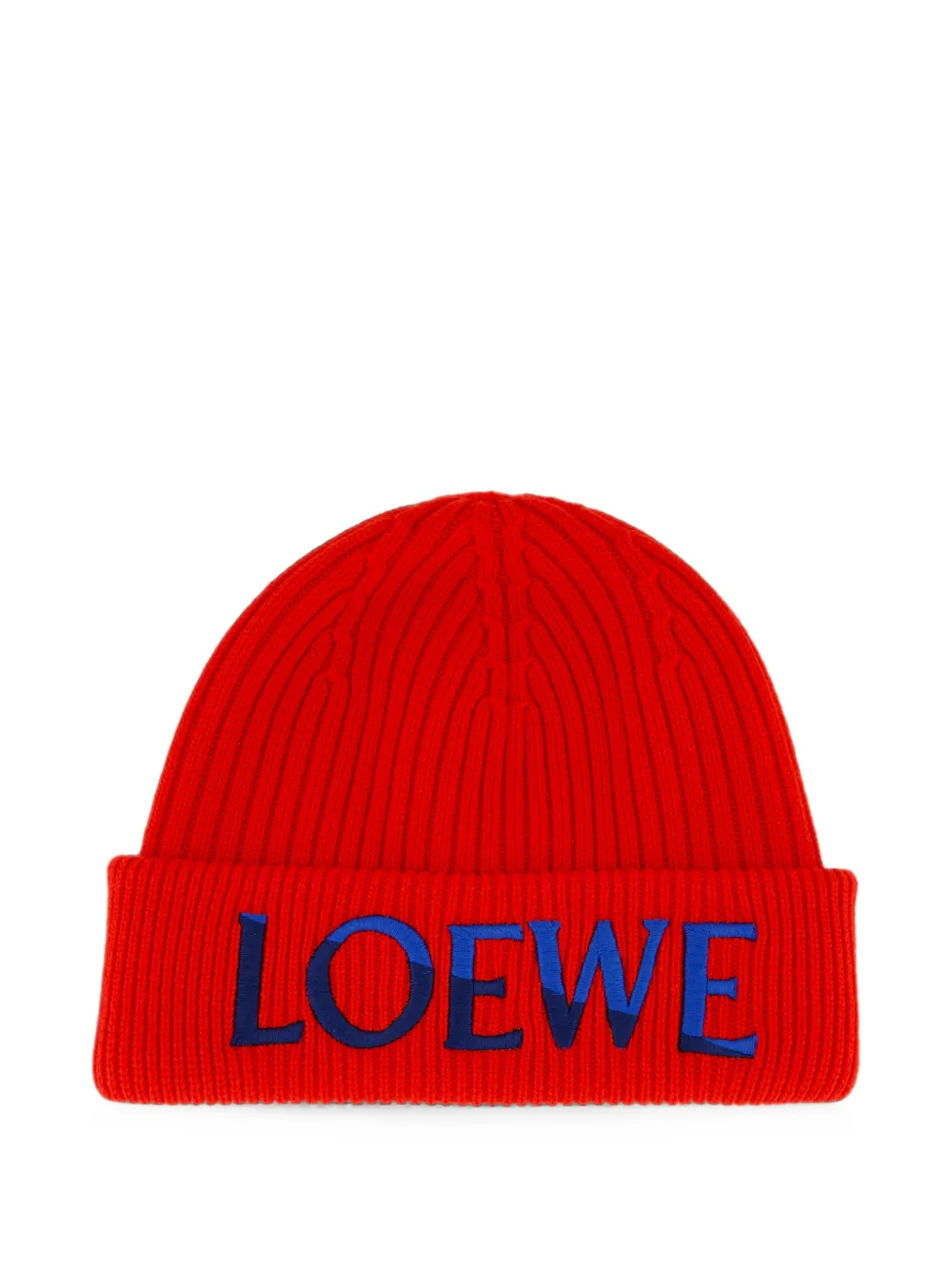 LOEWE logo-embroidered ribbed-knit beanie hat