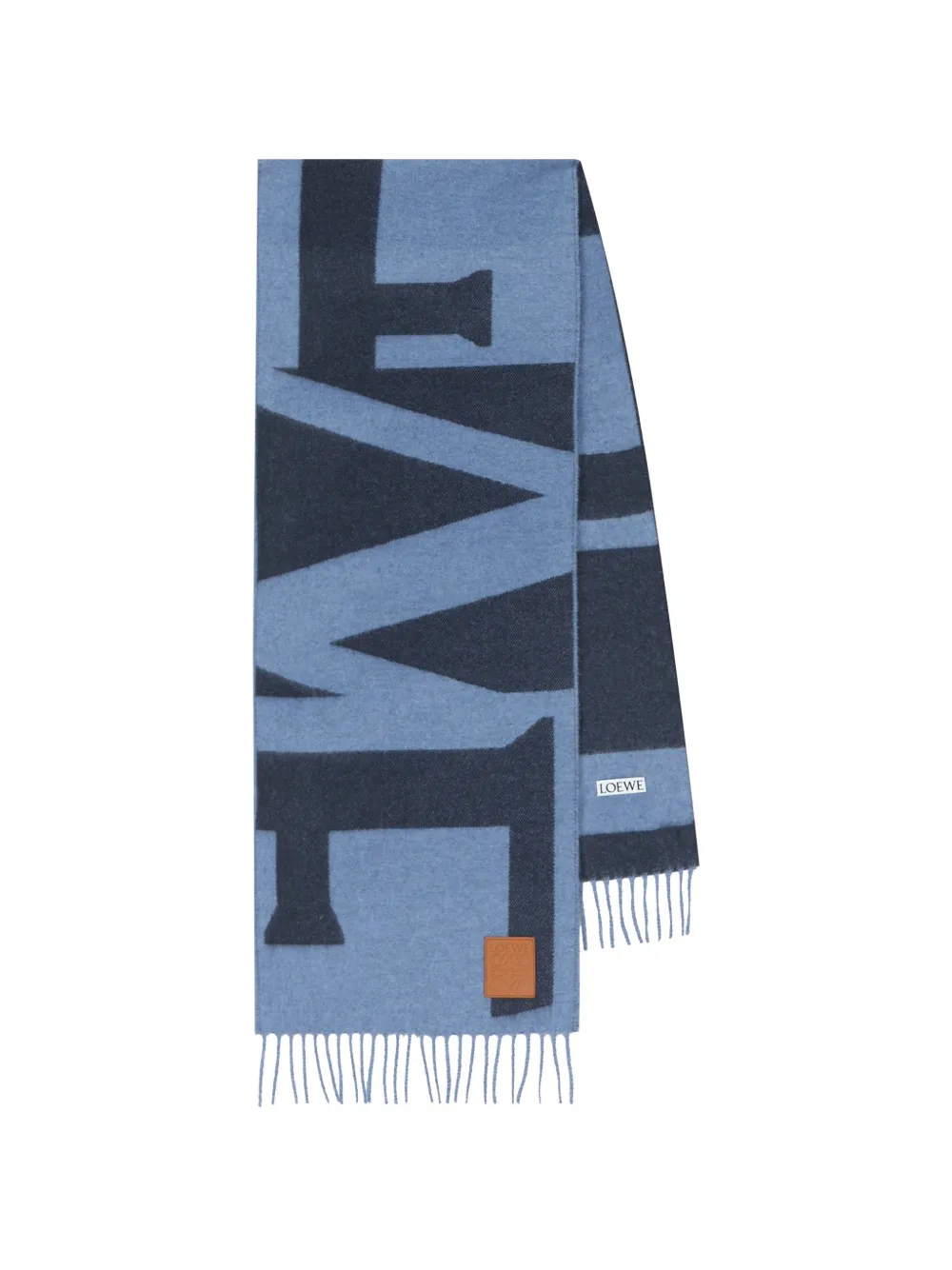 LOEWE leather-patch scarf - Blu