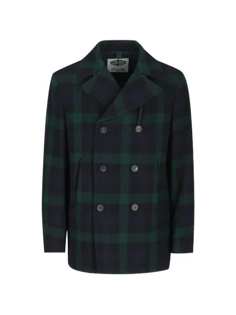 Camplin check double-breasted peacoat