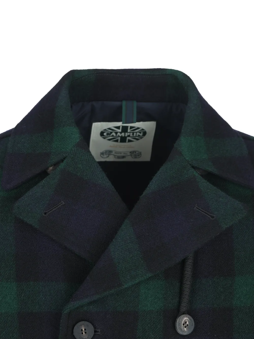 Camplin Geruite sailorjas met dubbele rij knopen Blauw