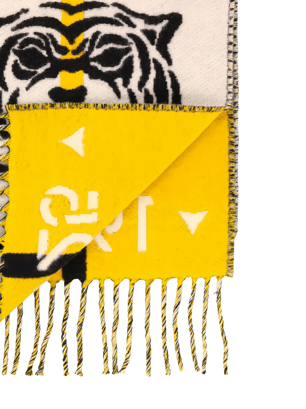 FENDI Sjaal met tijger-patroon en franje Beige