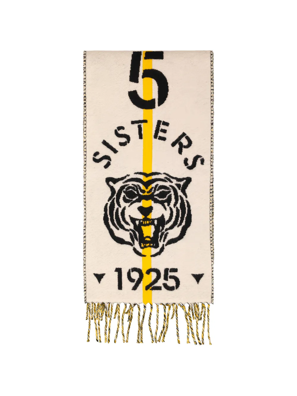 FENDI tiger-motif fringed scarf - Nude
