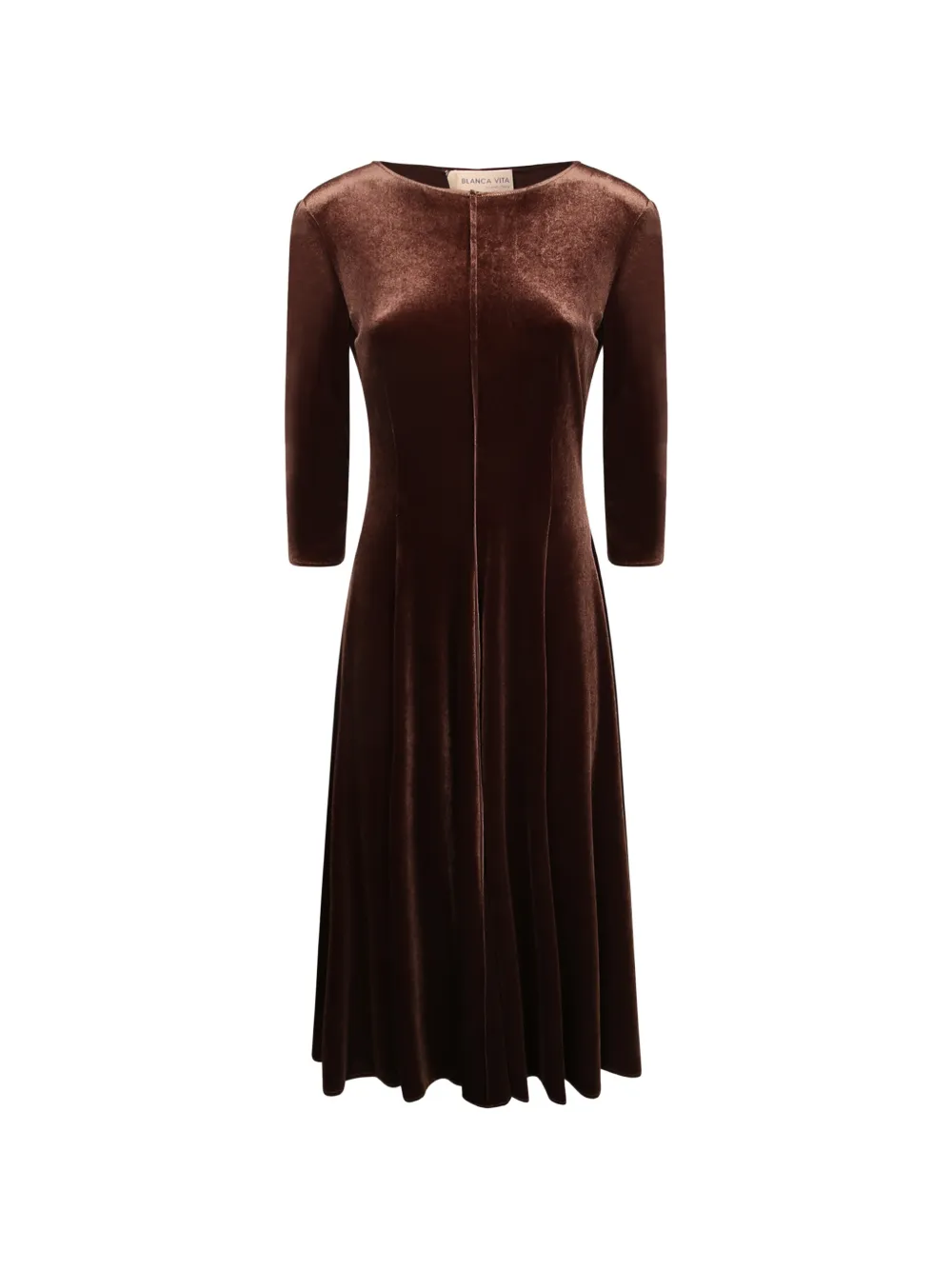 Blanca Vita robe mi-longue évasée en velours - Marron Blanca Vita robe mi-longue évasée en velours - Marron