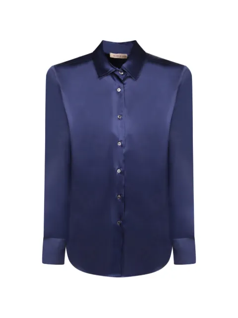 Blanca Vita satin-finish button-up shirt