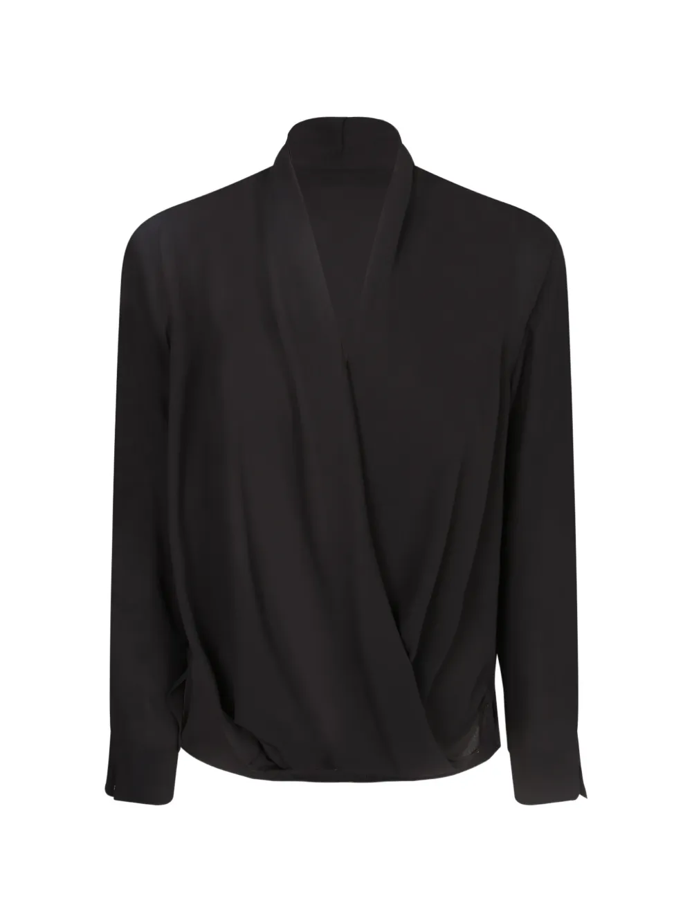 Blanca Vita wrap-style long-sleeve blouse - Nero