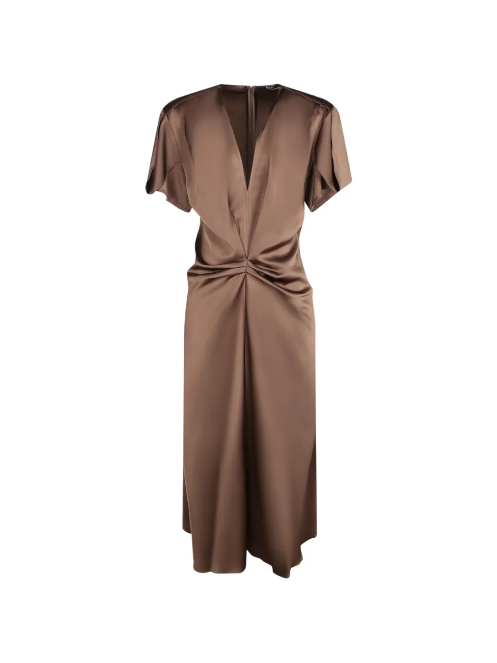 Blanca Vita ruched V-neck midi dress - Marrone