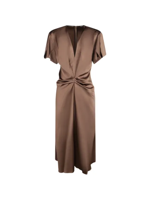 Blanca Vita vestido midi fruncido con cuello en V