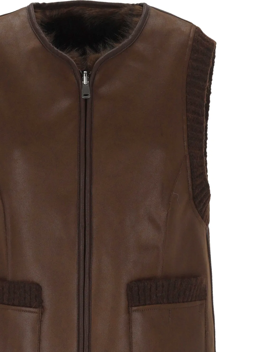 Urbancode Omkeerbare Toscana bodywarmer met imitatiebontvlakken Bruin