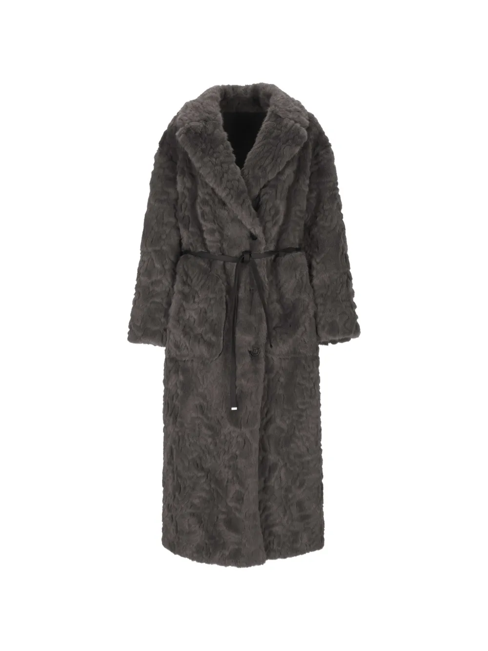 Urbancode Belted Faux-fur Coat In Animal Print
