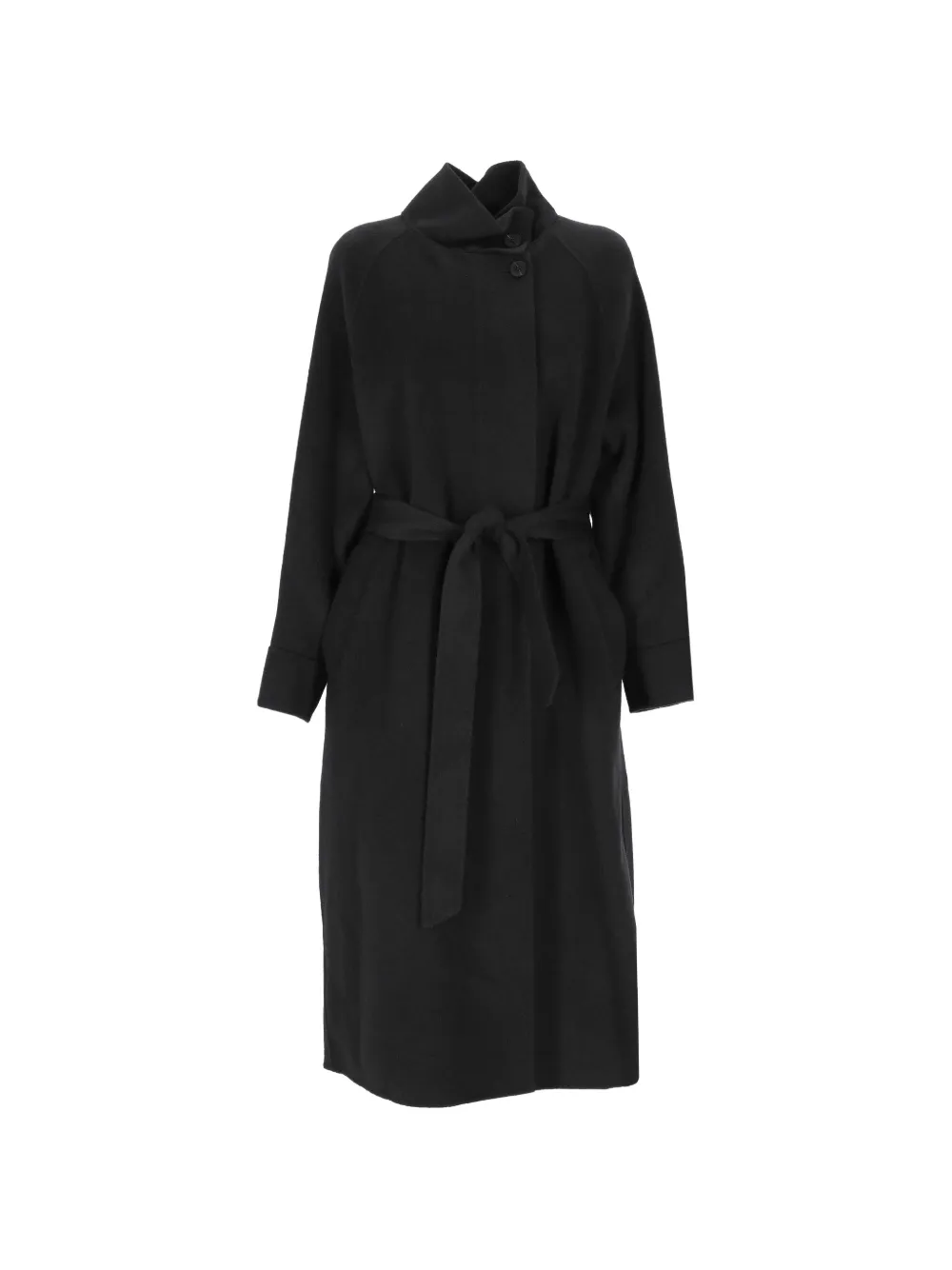 Ecoalf Belted Funnel-neck Coat In Black