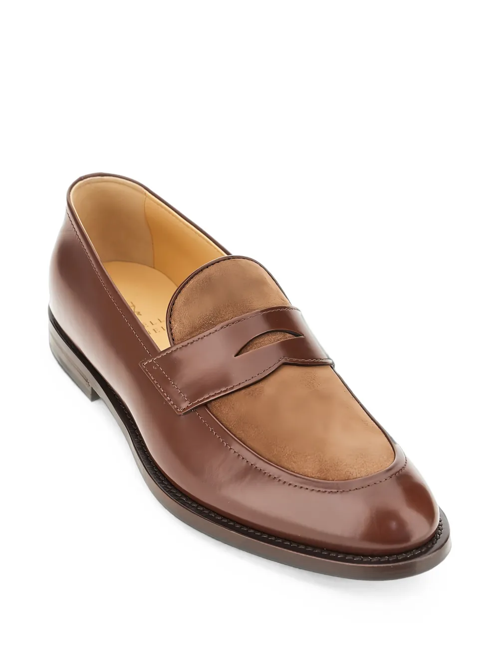 Brunello Cucinelli panelled leather penny loafers Bruin