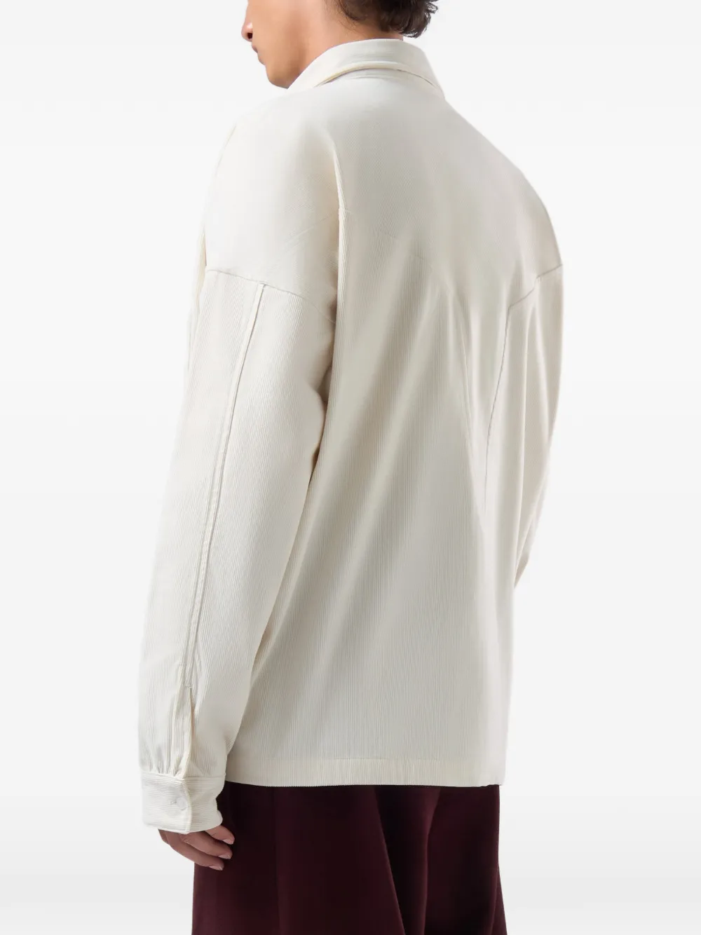 GCDS Ribfluwelen overhemd met borstzak Beige
