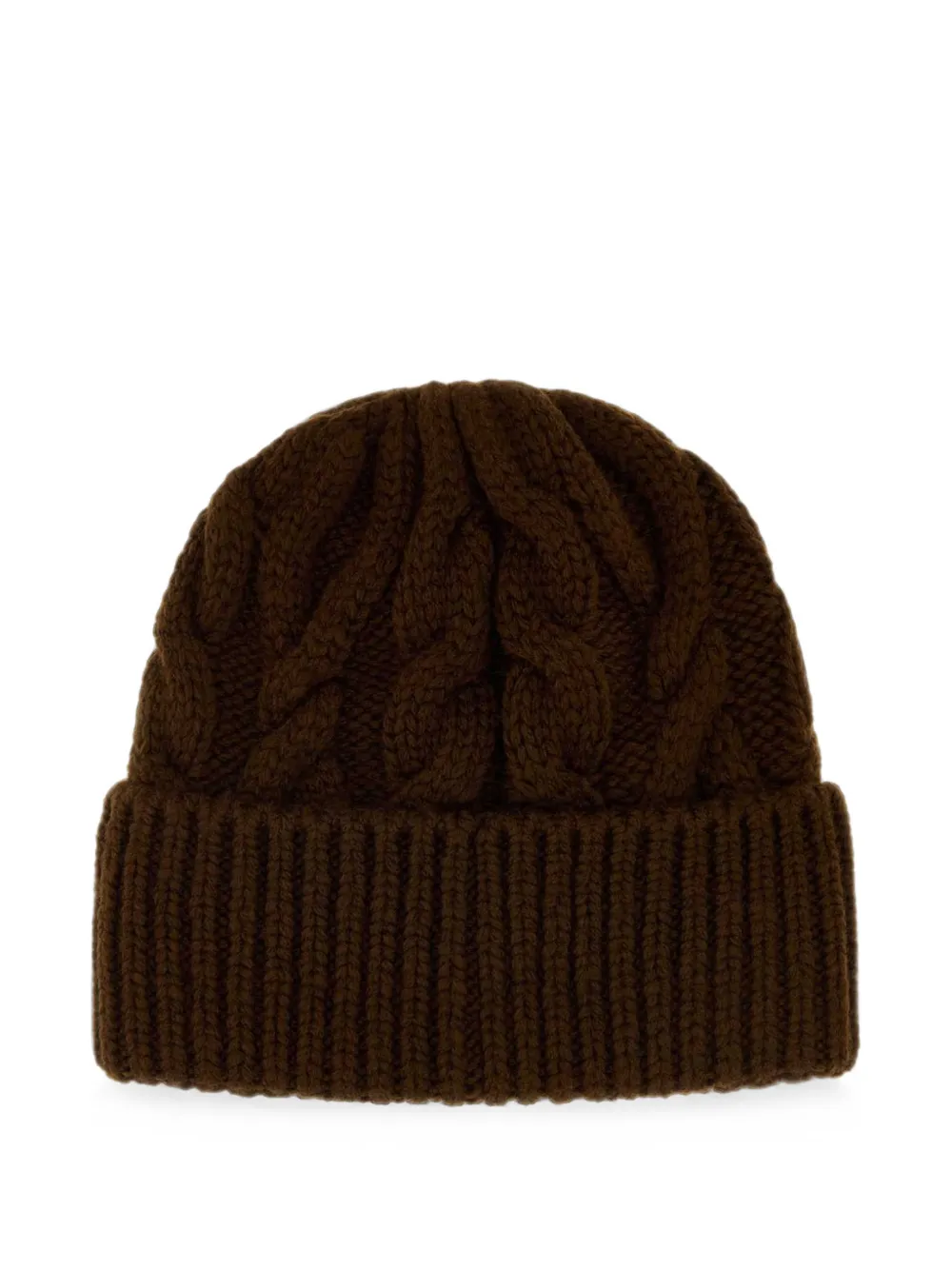 Moncler Grenoble cable-knit logo-patch beanie hat Bruin