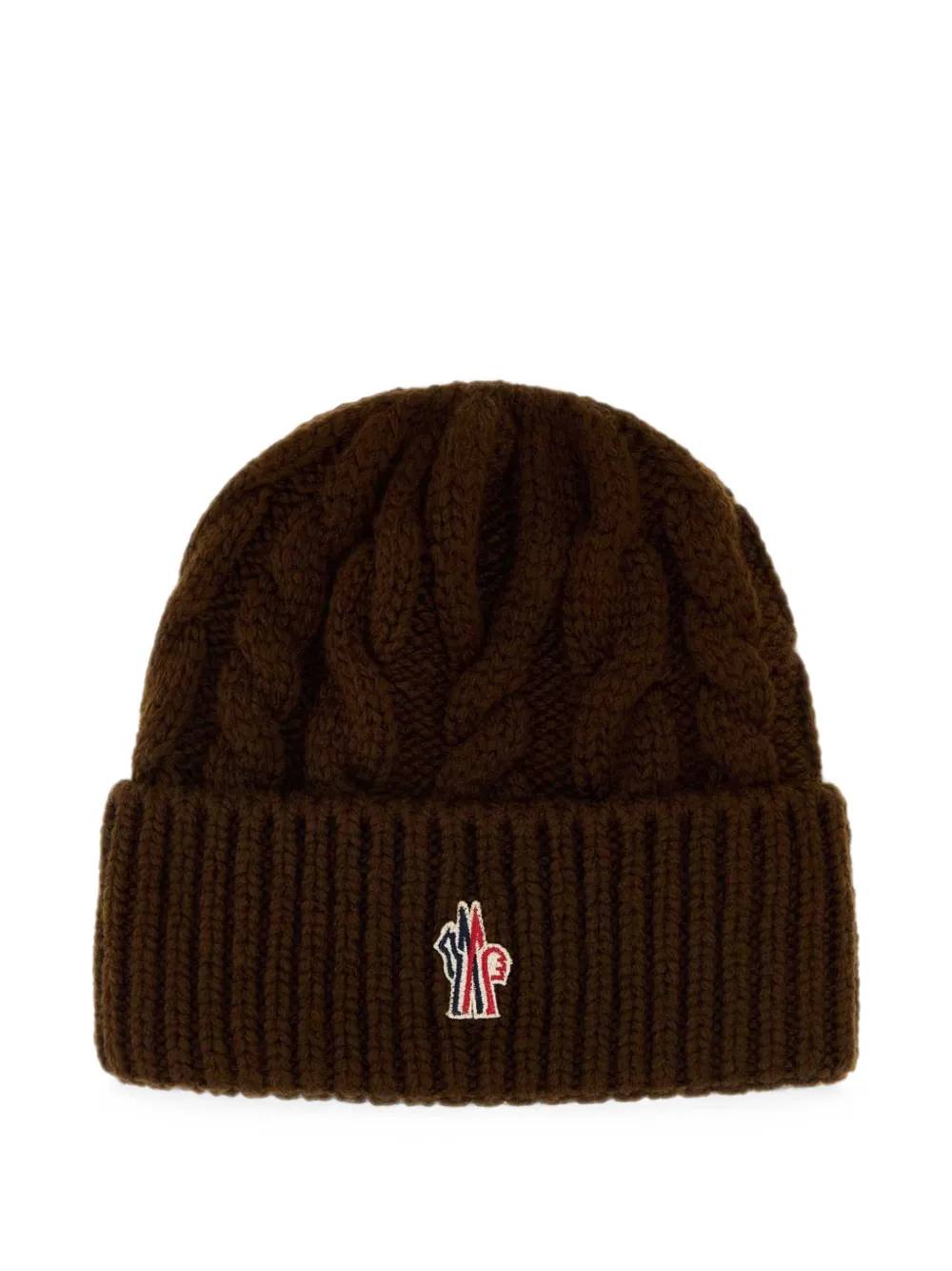 Moncler Grenoble cable-knit logo-patch beanie hat