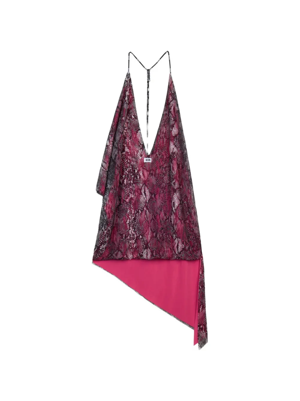 GCDS robe asymétrique à imprimé peau de serpent - Rose