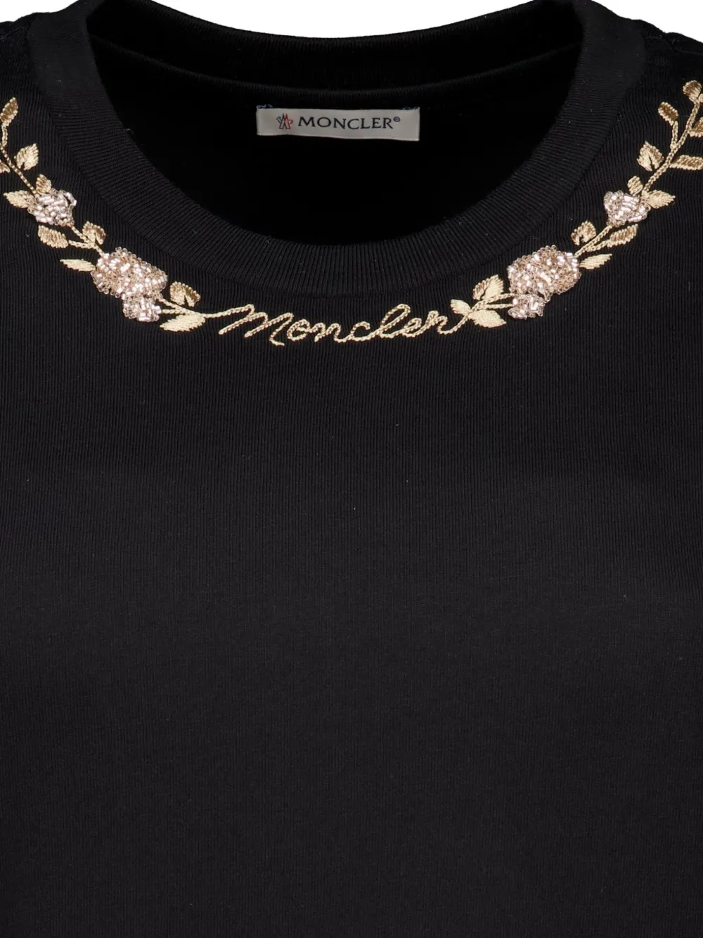 Moncler embroidered-logo T-shirt Zwart