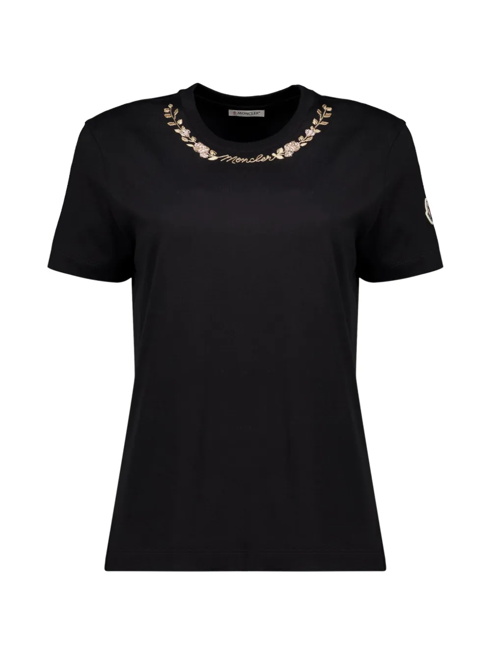 Moncler embroidered-logo T-shirt Zwart