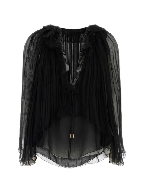 Alberta Ferretti pleated ruffled blouse