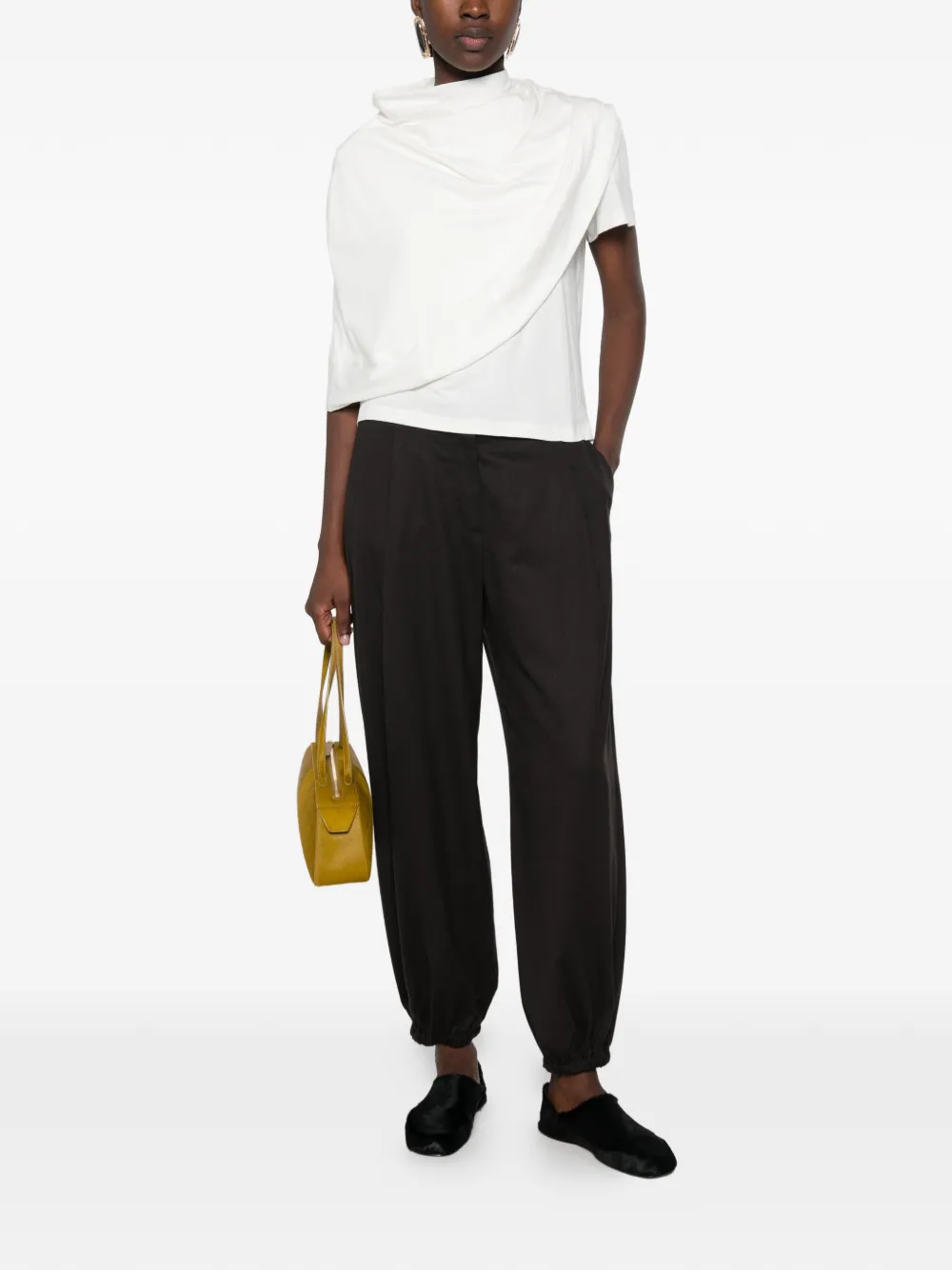 Magda Butrym Gedrapeerd T-shirt Beige