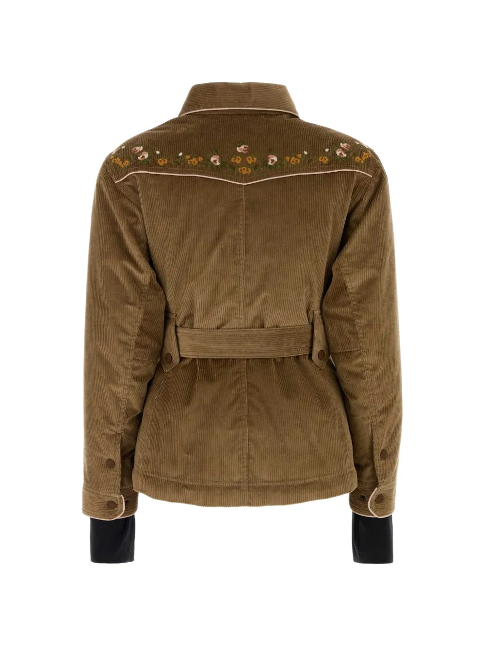 Moncler Grenoble Olenne floral-embroidered corduroy jacket Bruin