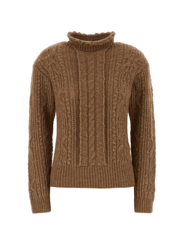 Moncler Grenoble Cable-knit High-neck Sweater in Brown