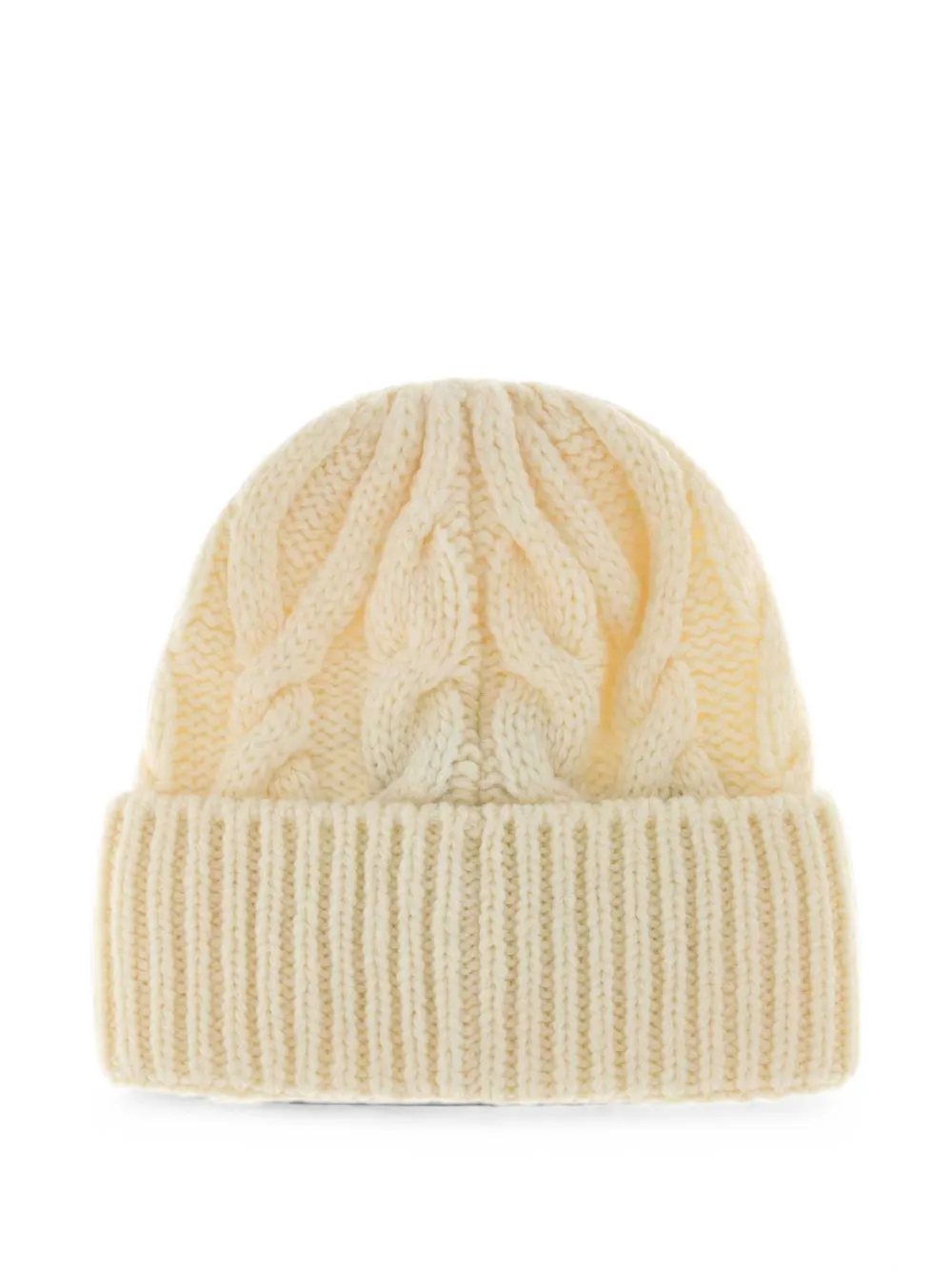 Moncler Grenoble Kabelgebreide muts met logopatch Beige
