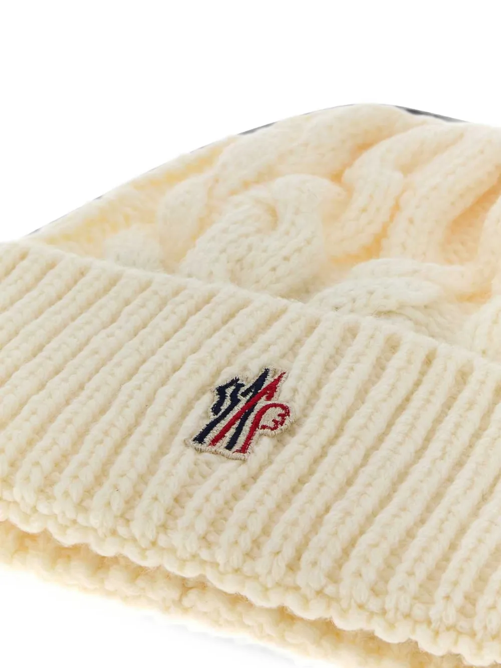 Moncler Grenoble Kabelgebreide muts met logopatch Beige