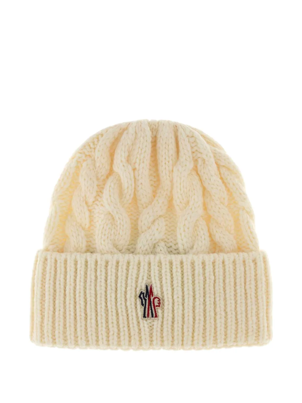 Moncler Grenoble Kabelgebreide muts met logopatch Beige