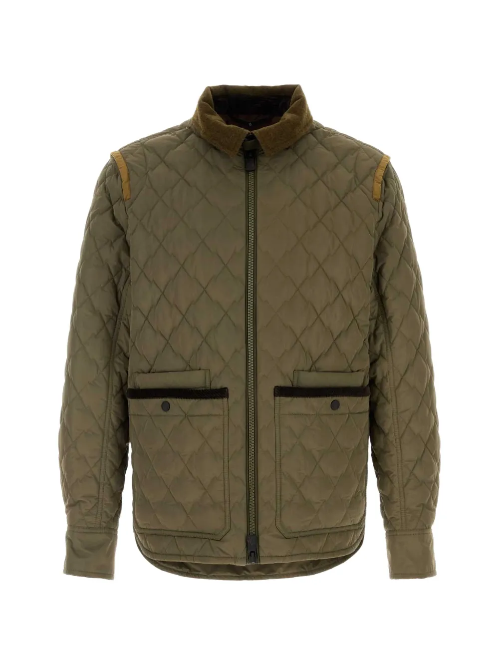 Moncler Grenoble Gewatteerd jack met wollen kraag Groen