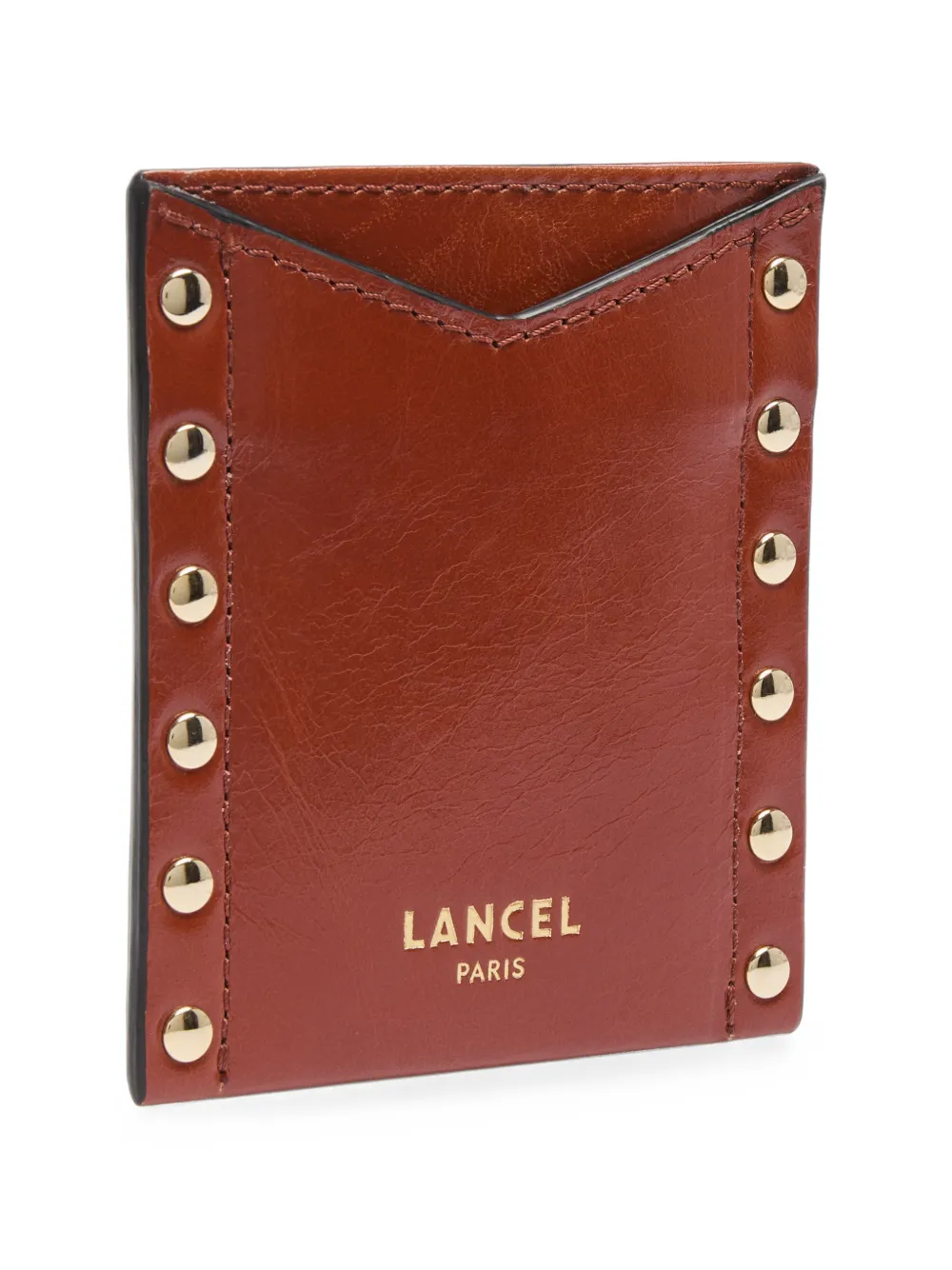 Lancel Leren pasjeshouder verfraaid met studs Bruin