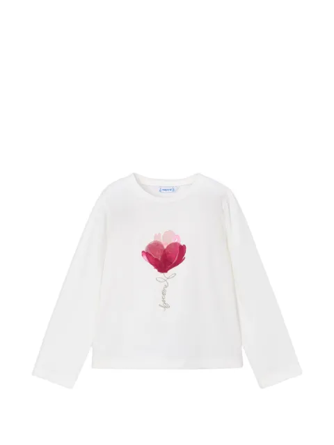Mayoral flower-appliqué long-sleeve T-shirt