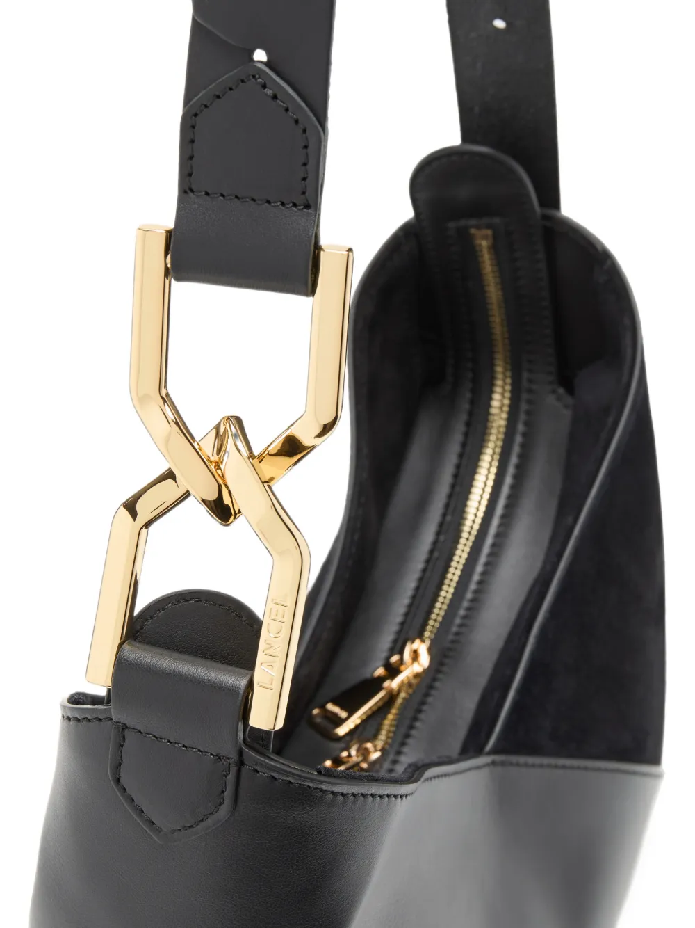 Lancel M Pagode leather shoulder bag Zwart