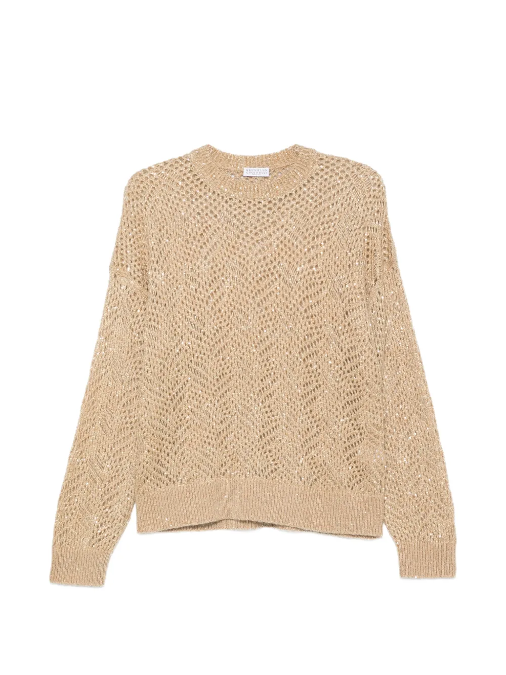 Brunello Cucinelli sequin-embellished open-knit sweater - Neutrals