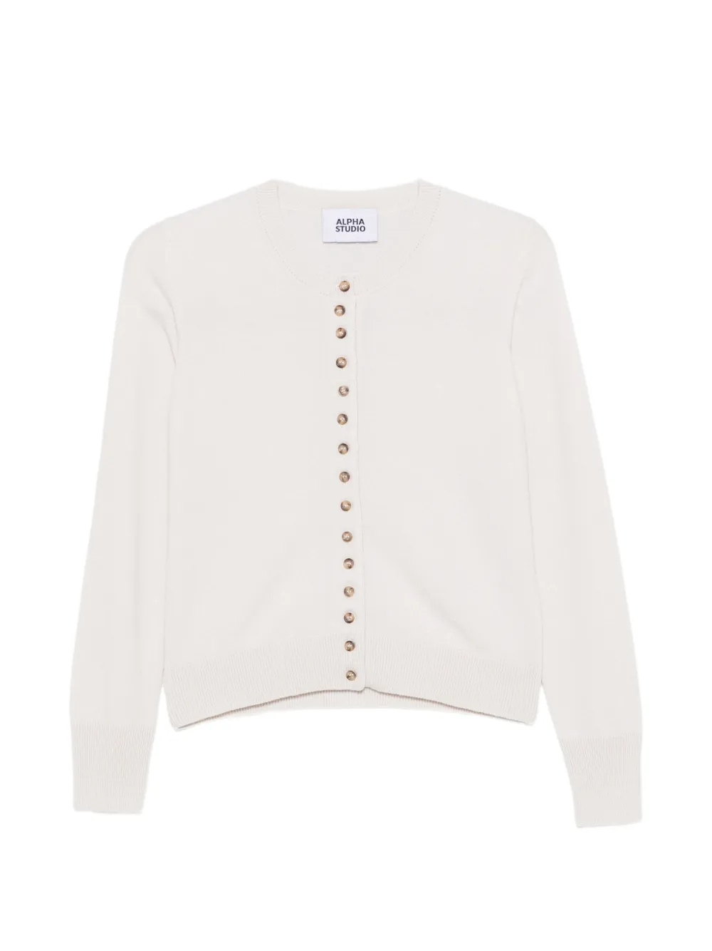 Alpha Studio Button-up Knitted Cardigan In White