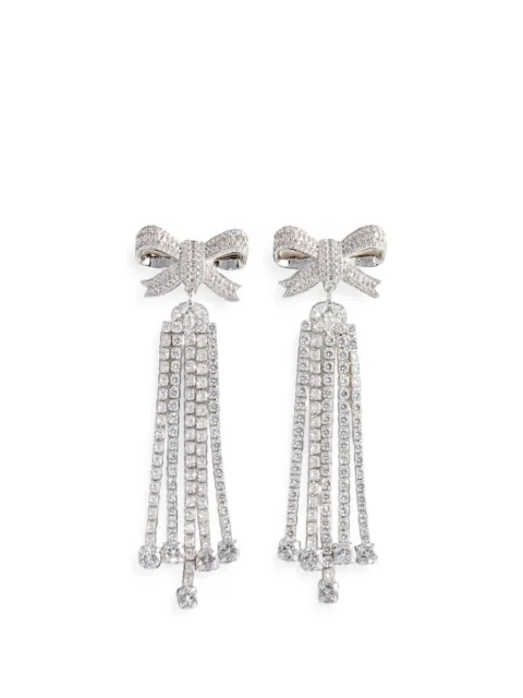 Self-Portrait crystal-embellished bow earrings