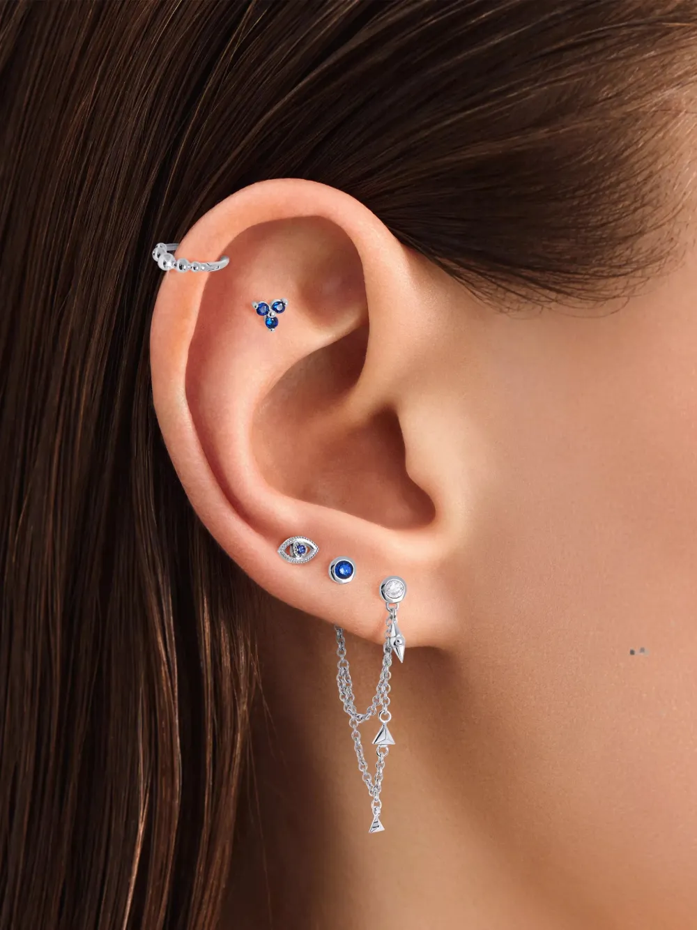 SABOTEUR beaded single piercing earring - Argento