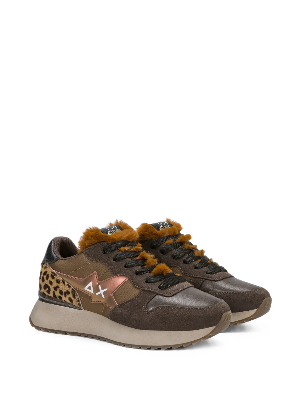 Sun68 Stargirl Animalier faux-fur sneakers Bruin