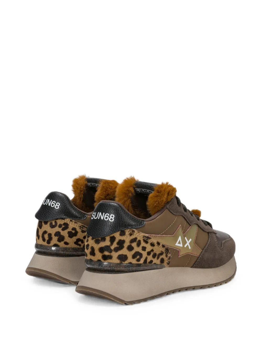Sun68 Stargirl Animalier faux-fur sneakers Bruin