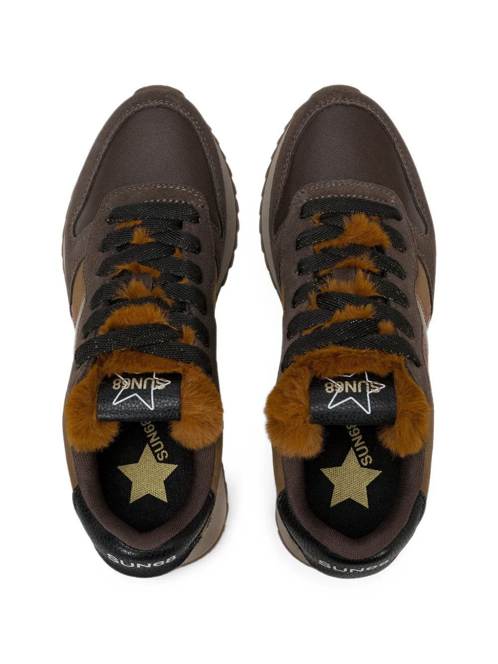Sun68 Stargirl Animalier faux-fur sneakers Bruin