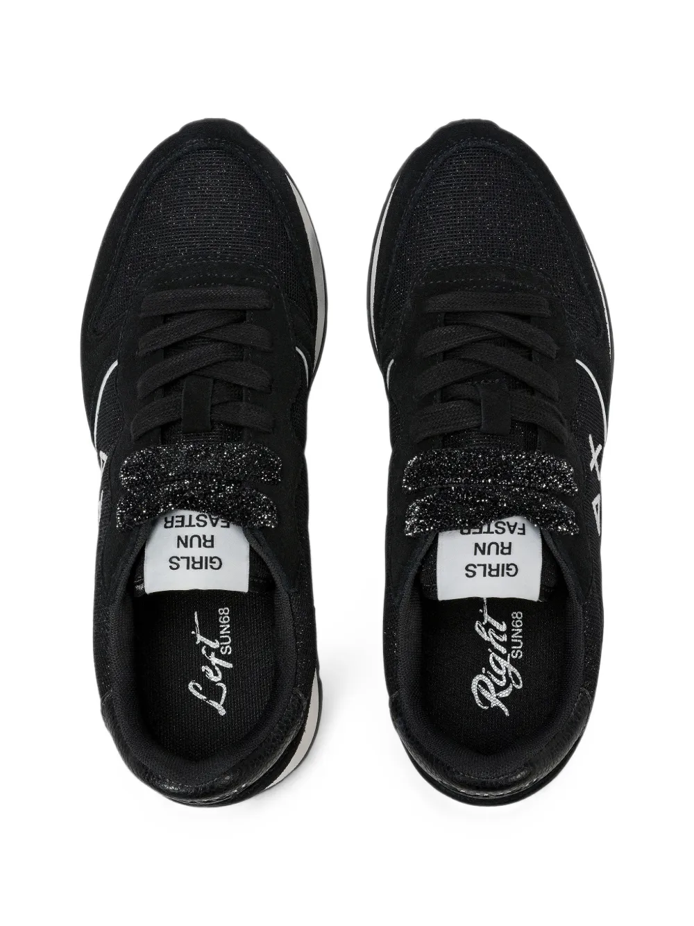 Sun68 Ally Glitter logo-embroidered sneakers Zwart
